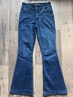 Maurices Dark Blue Flare Jeans with Wide Leg